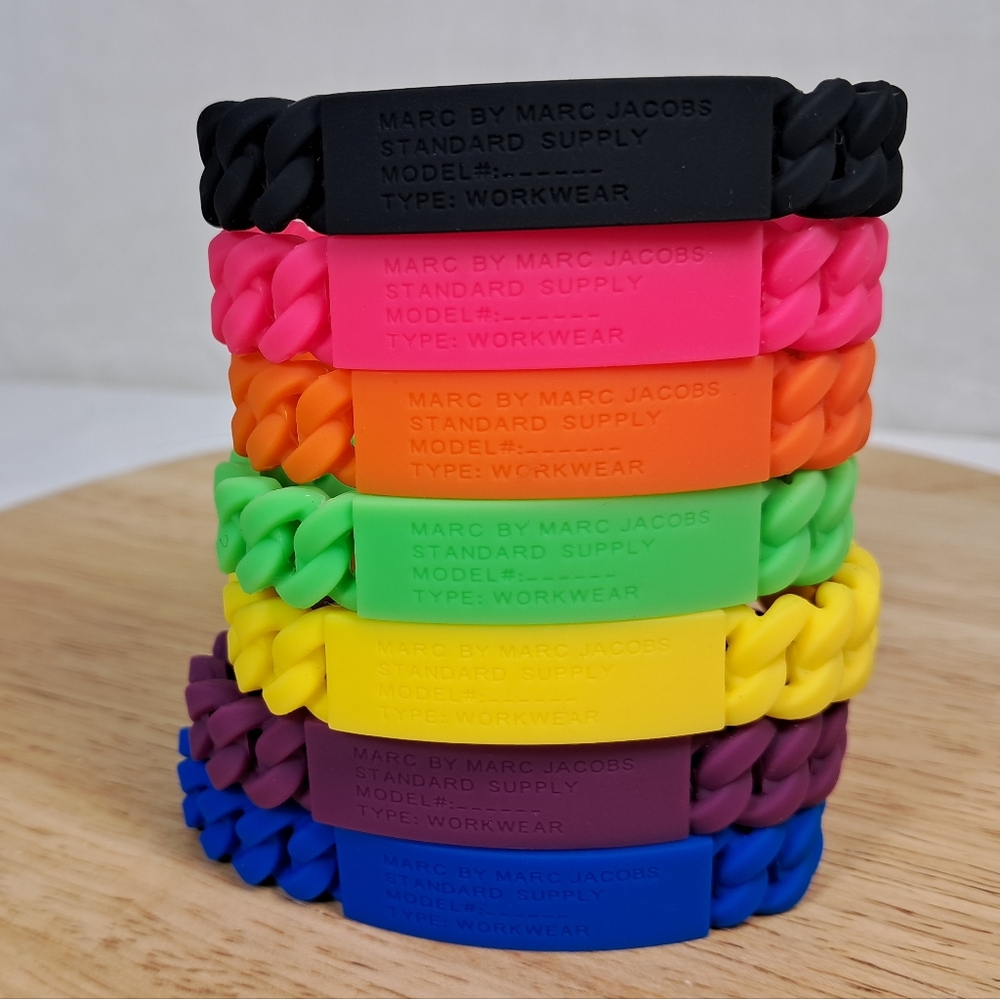 Marc by Marc Jacobs Braided Silicone Rubber Waterproof Stretch Bracelet 7pc Set